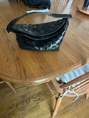 Lambertson  truex black basket weave leather bag